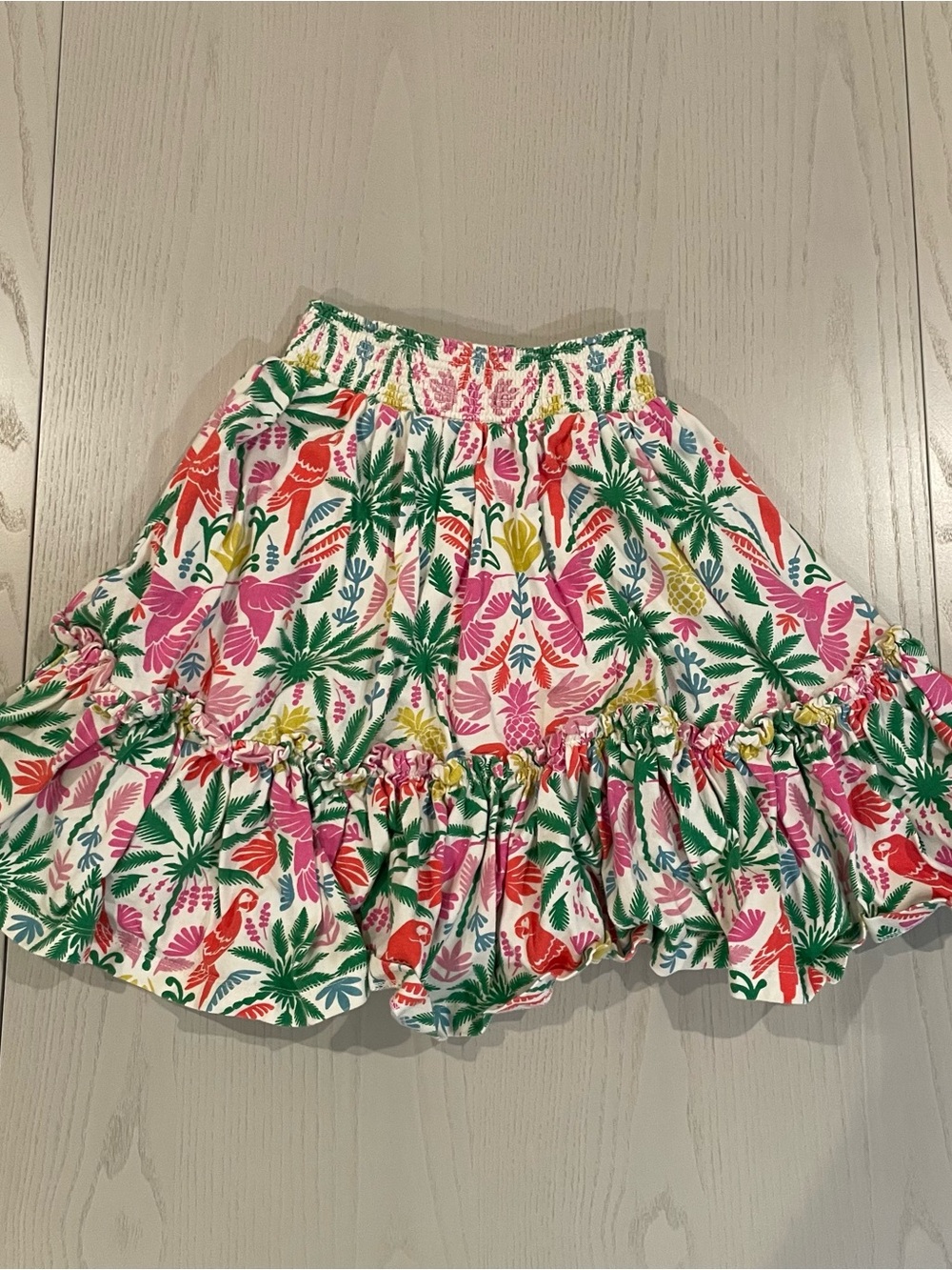Mini Boden Colorful Tropical Ruffle Tiered Skirt - Size 6-7